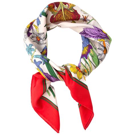 floral gucci scarf with red viper|Gucci neckerchief.